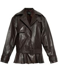 ROTATE BIRGER CHRISTENSEN - Leather Jacket With Belt - Lyst