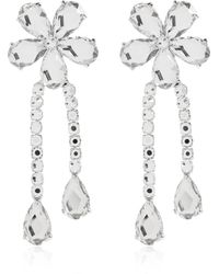 Self-Portrait - Long Earrings With Shimmering Crystals - Lyst