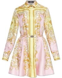 Versace - Silk Dress With Belt - Lyst