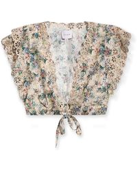 Ixiah - Cropped Top With Floral Motif, - Lyst