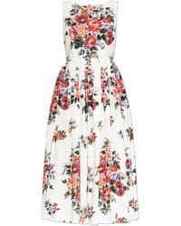 Dolce & Gabbana - Cotton Dress With Floral Motif - Lyst