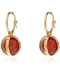 Jil Sander - Brass Earrings With Stone - Lyst