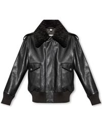 Burberry - Shearling Leather Jacket - Lyst