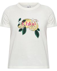 Chloé - T-Shirt With A Colorful Print - Lyst