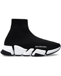 Balenciaga - Black & White Recycled Knit Speed Runners - Lyst