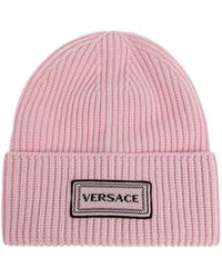 Versace - Wool Beanie With Embroidered Logo - Lyst
