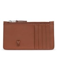 Ami Paris - Leather Card Holder With Logo - Lyst