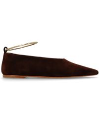 Jil Sander - Suede Ballet Flats With Ankle Circle - Lyst