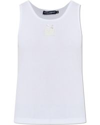 Dolce & Gabbana - Ribbed Top With Logo Patch - Lyst