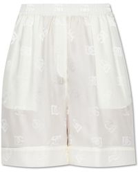 Dolce & Gabbana - Silk Shorts With Monogram - Lyst