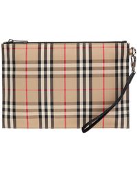 Burberry Check Clutch - Brown