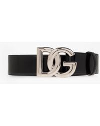 Dolce & Gabbana - Patent Leather Belt With Logo - Lyst