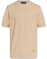Dolce & Gabbana - Knit T-Shirt With A Crew Neckline - Lyst