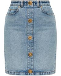 Balmain - Denim Skirt With Decorative Buttons - Lyst