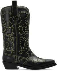Ganni - Ankle Boots With Stitching - Lyst
