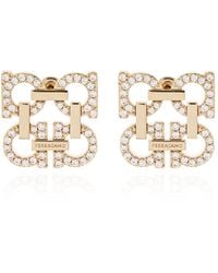 Ferragamo - Earrings With Shimmering Crystals - Lyst