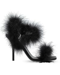 Moschino - Heeled Sandals With Feathers - Lyst