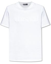 Versace - T-Shirt With Embroidered Logo - Lyst
