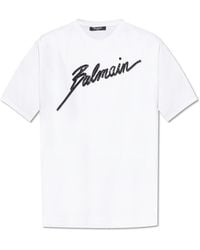 Balmain - T-Shirt With Shimmering Appliqués - Lyst