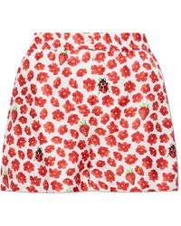 Versace - Silk Shorts With Strawberry Garden Print - Lyst