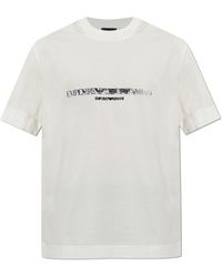 Emporio Armani - T-Shirt With A Velvet-Finish Logo - Lyst