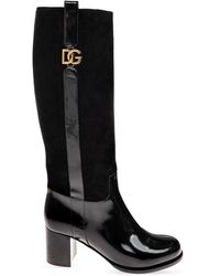 Dolce & Gabbana - Suede Knee-High Heeled Boots - Lyst