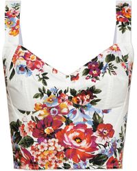 Dolce & Gabbana - Short Top With Floral Motif - Lyst