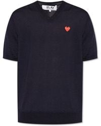 COMME DES GARÇONS PLAY - Iconic Heart Logo V-Neck Sweater - Lyst