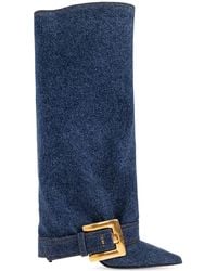 Balmain - Denim Heeled Boots - Lyst