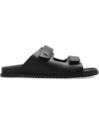 Dolce & Gabbana - Leather Slides With Logo - Lyst