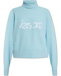 Versace - Wool Turtleneck Sweater With Logo, - Lyst