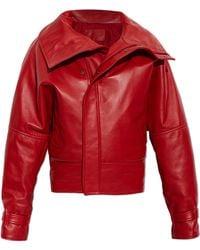 Balenciaga - Leather Jacket With A Wide Collar - Lyst