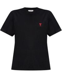 Ami Paris - T-Shirt With Embroidered Logo - Lyst