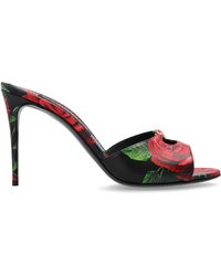 Dolce & Gabbana - Leather Floral Heeled Mules - Lyst