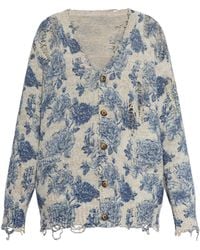 R13 - Linen Cardigan With Floral Motif - Lyst