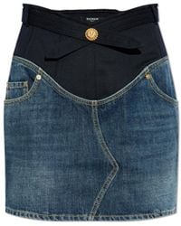 Balmain - Denim Skirt - Lyst