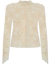 Self-Portrait - Lace Top With Shimmering Sequins - Lyst