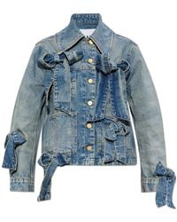Ganni - Denim Jacket With Bows - Lyst