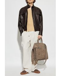 Ferragamo - Leather Jacket With Stand-Up Collar - Lyst