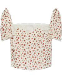 Dolce & Gabbana - Silk Top With Floral Motif - Lyst