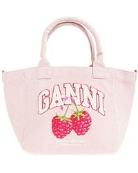 Ganni - Shopper Bag With Logo - Lyst