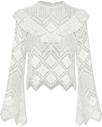 Self-Portrait - Lace Top With Long Sleeves - Lyst