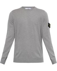 Stone Island - Wool Sweater With Patch On Sleeve - Lyst