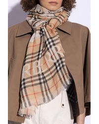 Burberry - Wool Scarf With Check Pattern - Lyst