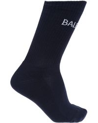Balenciaga Logo-embroidered Socks - Blue
