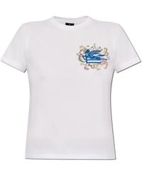 Etro - T-Shirt With Embroidered Logo - Lyst