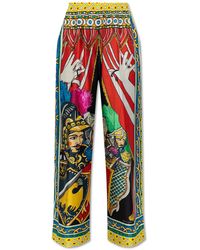 Dolce & Gabbana - Silk Trousers With Carretto Pattern - Lyst