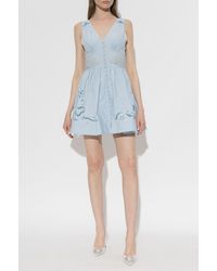 Self-Portrait - Short Dress With Openwork Pattern - Lyst