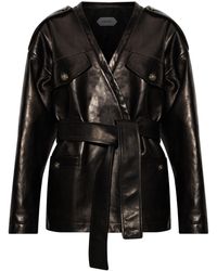 Versace - Leather Jacket With Pockets - Lyst