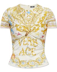 Versace - Top With Decorative Draping And A Safety Pin - Lyst